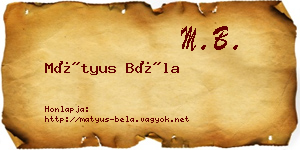 Mátyus Béla névjegykártya